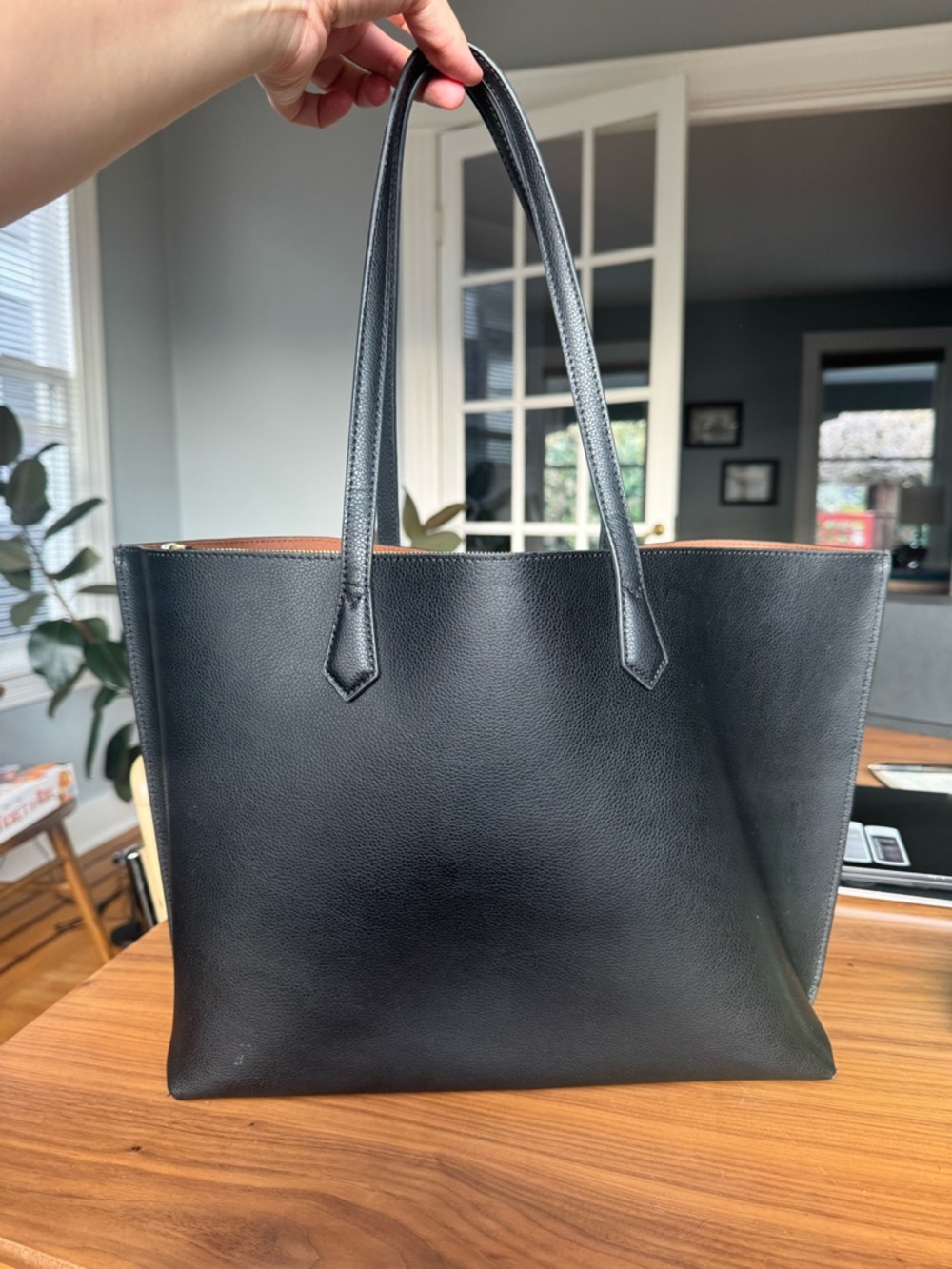 Italian Leather Triple Compartment Shopper Tote- Quince
